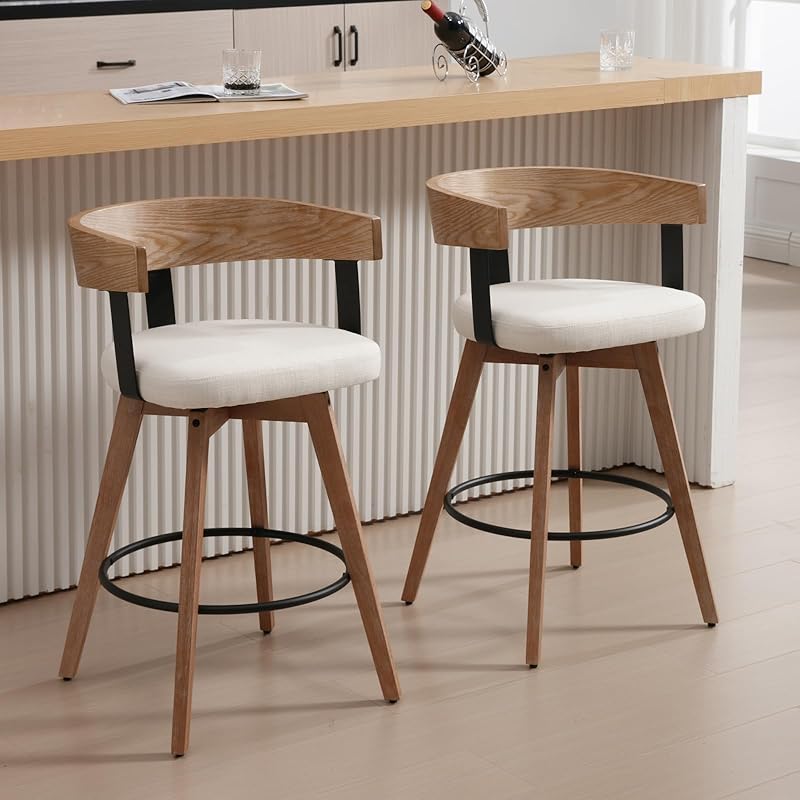 Ya-Home Mid Century Counter Barstools Backrest